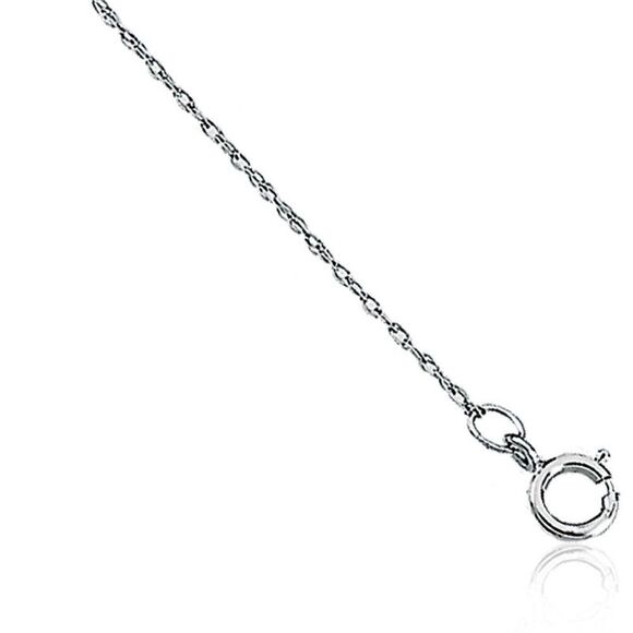 1mm 14k White Gold Solid Loose Rope Chain Necklace 18 Inch